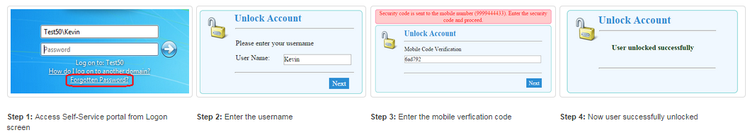 Self Unlock Account by Email or Mobile code verification
