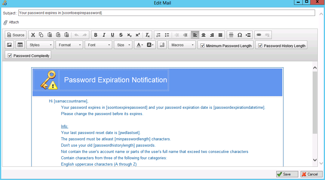 JiJi Password Expiration Notification Email Customization
