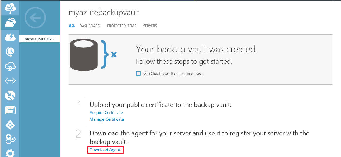 Download Azure Backup Vault Agent