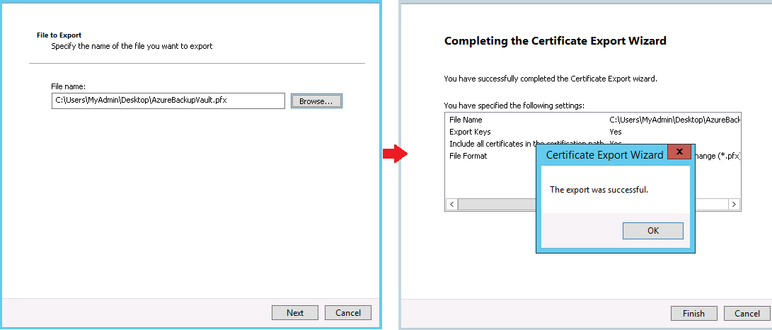 Export certificate as pfx