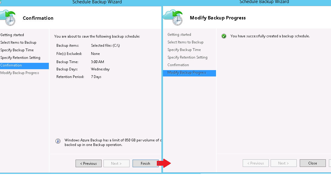 Finish backup configuration in Server1