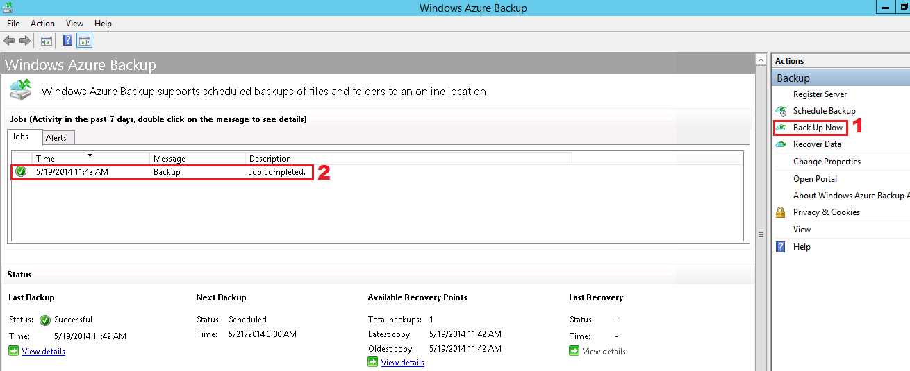 Run backup schedule in Server1