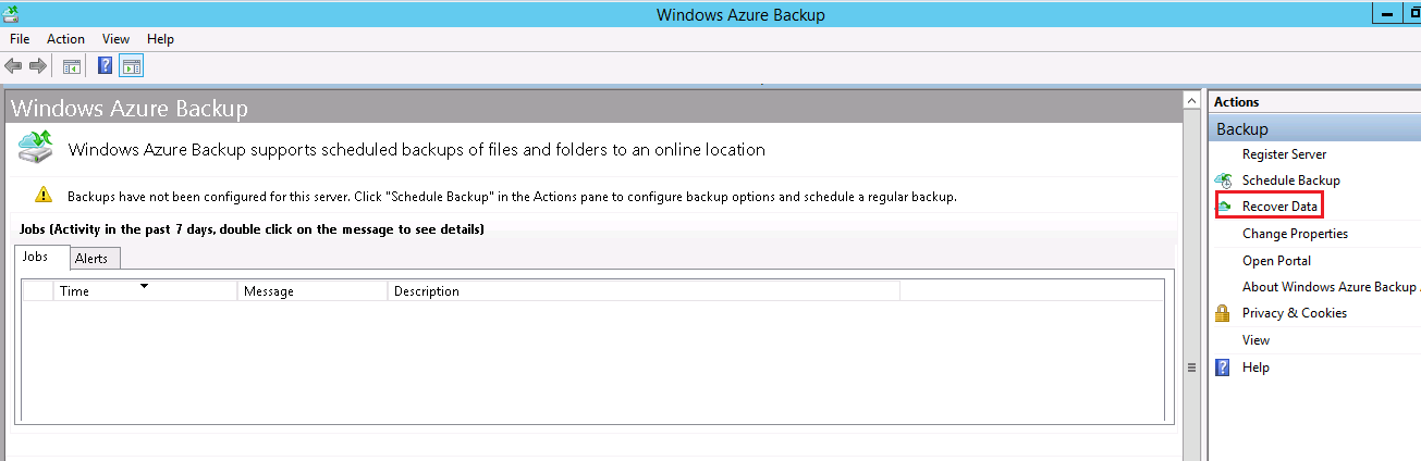 Recover backup data in Server2